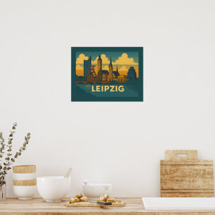 Affiche Art de la ville de Leipzig en Allemagne