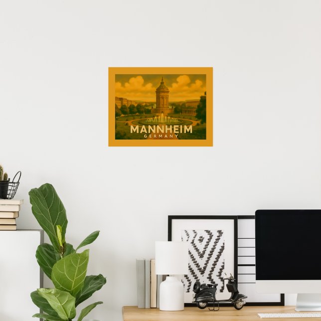 Affiche Art de la ville de Mannheim Allemagne (Bureau à domicile)