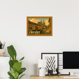 Affiche Art de la ville d'Erfurt Allemagne