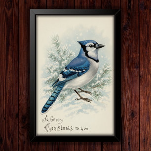 Affiche Art de l'affiche de Noël Blue Jay vintage 1908