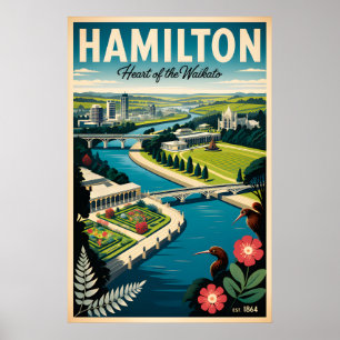 Affiche Art de l'affiche de voyage rétro de Hamilton Nouve