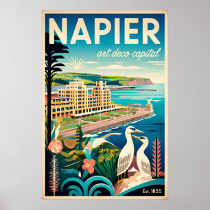Affiche Art de l'affiche de voyage rétro Napier Nouvelle-Z