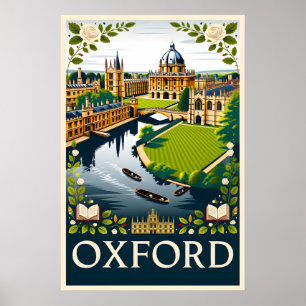 Affiche Art de l'affiche de voyage rétro Oxford Angleterre