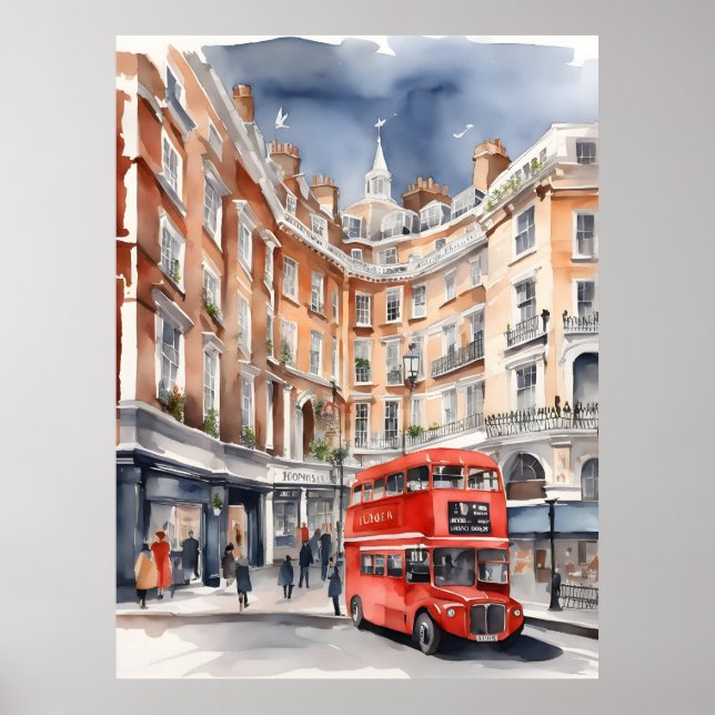 Affiche Art de l'aquarelle à Londres (Devant)