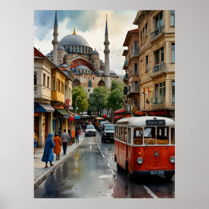 Affiche Art de l'aquarelle d'Istanbul