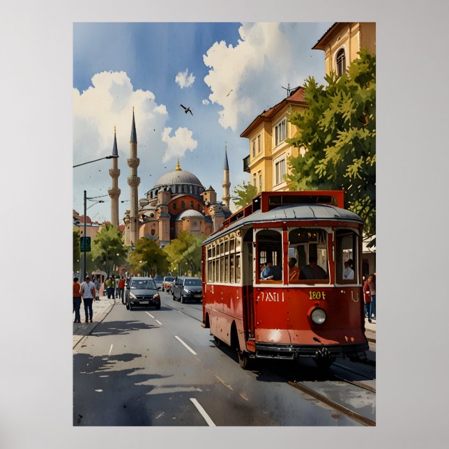 Affiche Art de l'aquarelle d'Istanbul (Devant)