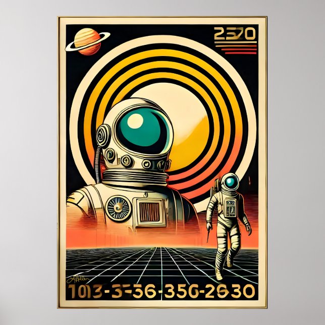 Affiche Art de l'atterrissage des astronautes de l'ère spa (Devant)
