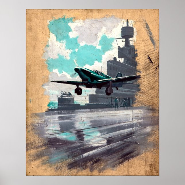 Affiche Art de l'aviation nautique vintage (Devant)