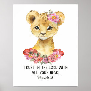 Affiche Art de l'écriture pour enfants, Lion aquarelle, Pr