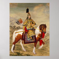 Art de l'empereur chinois vintage en armure dorée