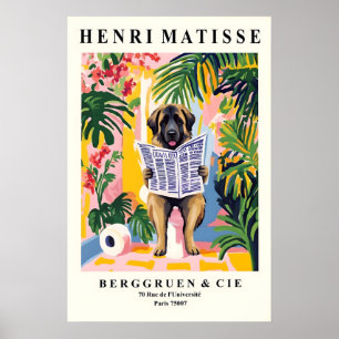 Affiche Art de Leonberger drôle - Chien sur Toilette, Mati