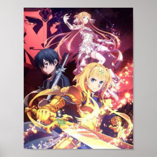 Affiche Art de l'épée en ligne Kirito Alice Asuna
