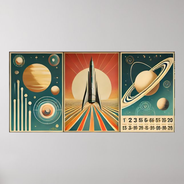 Affiche Art de l'ère spatiale Calendrier espace-temps (Devant)