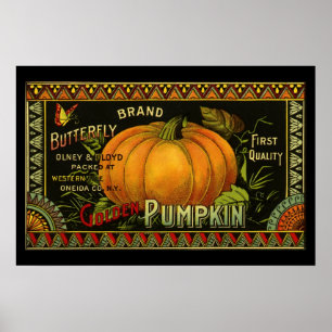 Affiche Art de l'étiquette de canette vintage, citrouille