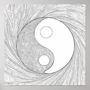 Affiche Art de ligne abstrait dynamique : Yin Yang d'énerg
