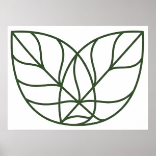 Affiche Art de ligne de feuille verte minimaliste
