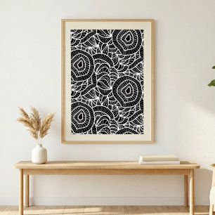 Affiche Art de ligne organique noir et blanc abstrait