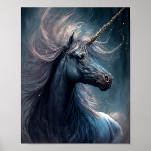 Affiche Art de l'Imaginaire de la licorne noire