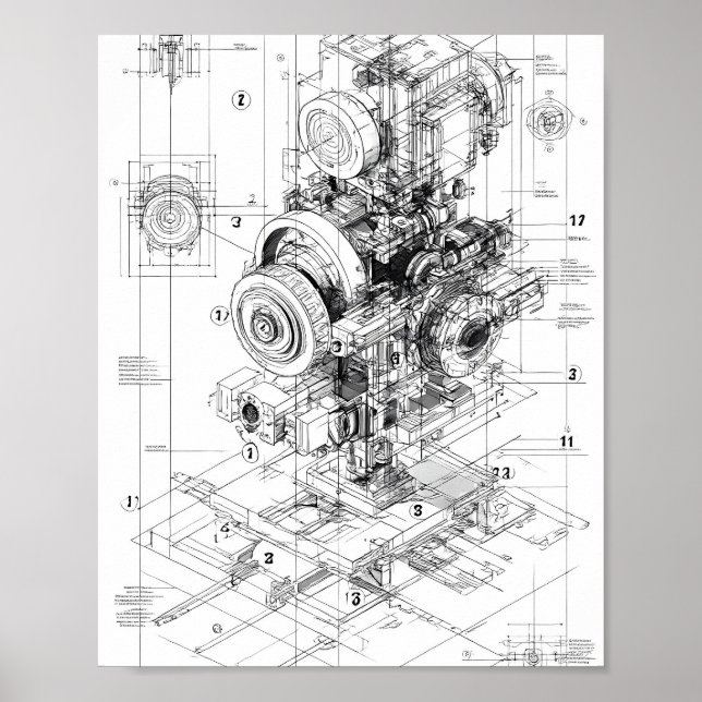 Affiche Art de l'ingénierie de précision : machine modulai (Devant)