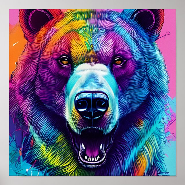 Affiche art de l'ours coloré (Devant)