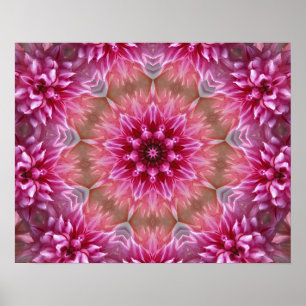 AFFICHE ART DE MANDALA KALEIDOSCOPE FLORAL ROSE