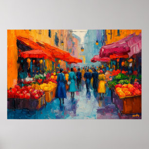 Affiche Art de marché de rue fauviste vibrant – Paysage ur
