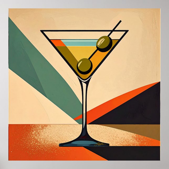 Affiche Art de Martini en bloc de couleur moderne du milie (Devant)