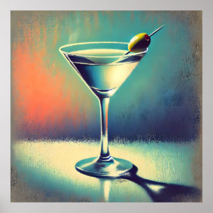 Affiche Art de Martini Mid Century J'adore le Blues