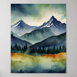 AFFICHE ART DE MONTAGNE À L'AQUARELLE