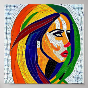 Affiche Art de mosaïque de femme