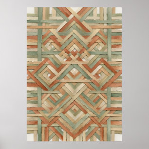 Affiche Art de motif géométrique de tissage de panier tres