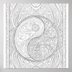 Affiche Art de motif méditatif : Géométrie sacrée Yin Yang