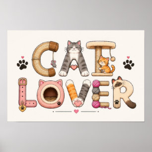 Affiche Art de mots amateur de chat