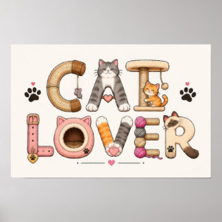 Affiche Art de mots amateur de chat