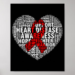 Affiche Art de mots Cœur Ruban Rouge Sensibilisation à la