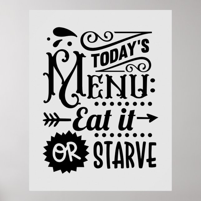 Affiche art de mots de menu de cuisine drôle (Devant)