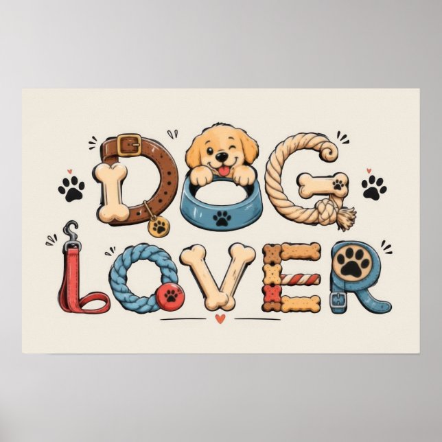 Affiche Art de mots pour amateur de chiens (Devant)