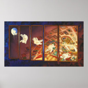 Affiche Art de Noël pour enfants - L'ours de Noël