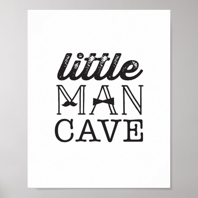 Affiche Art de nurserie bébé garçon Cave Little Man Mousta (Devant)