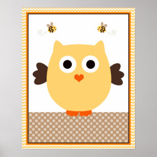 Affiche Art de nurserie bébé Hibou Jungle Stack