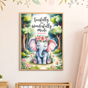 Affiche Art de nurserie chrétien « Créé avec crainte et me