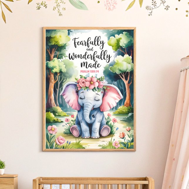 Affiche Art de nurserie chrétien « Créé avec crainte et me (Créateur téléchargé)