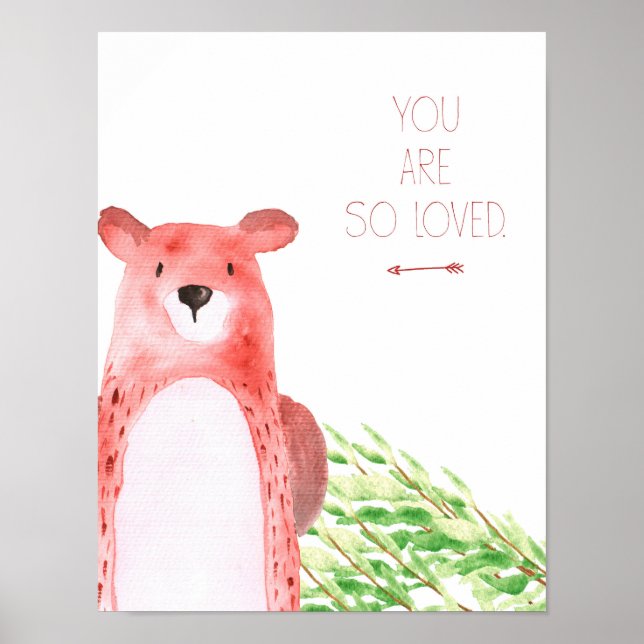 Affiche Art de nurserie d'animaux de forêt à l'aquarelle (Devant)