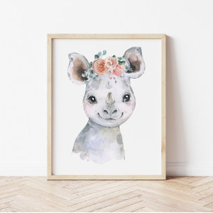 Affiche Art de nurserie d'animaux de safari, enfants hippo