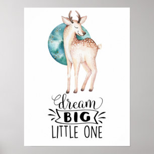 Affiche Art de nurserie de cerf Rêve Grand