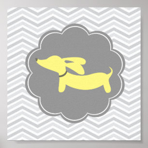 Affiche Art de nurserie de chien de Vienne jaune genre neu