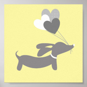 Affiche Art de nurserie de chien viennois jaune genre neut