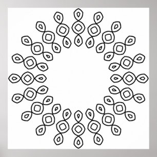 Affiche Art de page de coloriage de mandala géométrique mi
