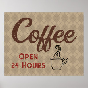Affiche Art de panneau de salon de café rétro