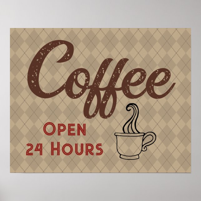 Affiche Art de panneau de salon de café rétro (Devant)